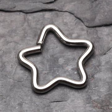 Detail View 1 of Star Hoop Cartilage Tragus Earring-Steel